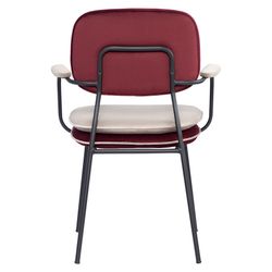 Стул с подлокотниками и контрастным кантом Pea, велюр, бордовый/бежевый
