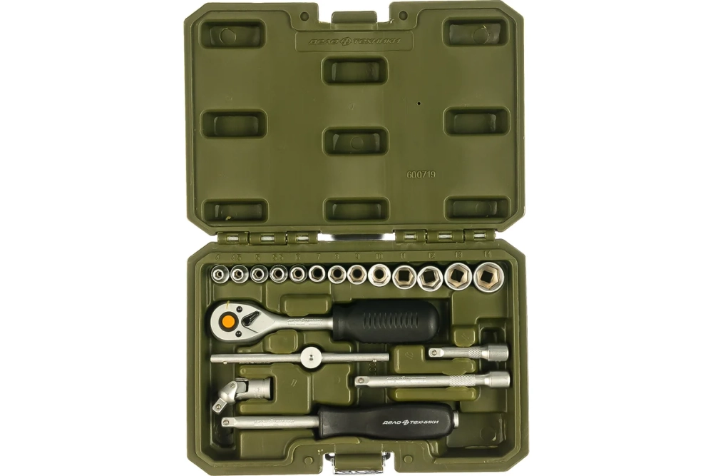 Набор головок 6-гр. с трещеткой 1/4 19пр. ДТ/20