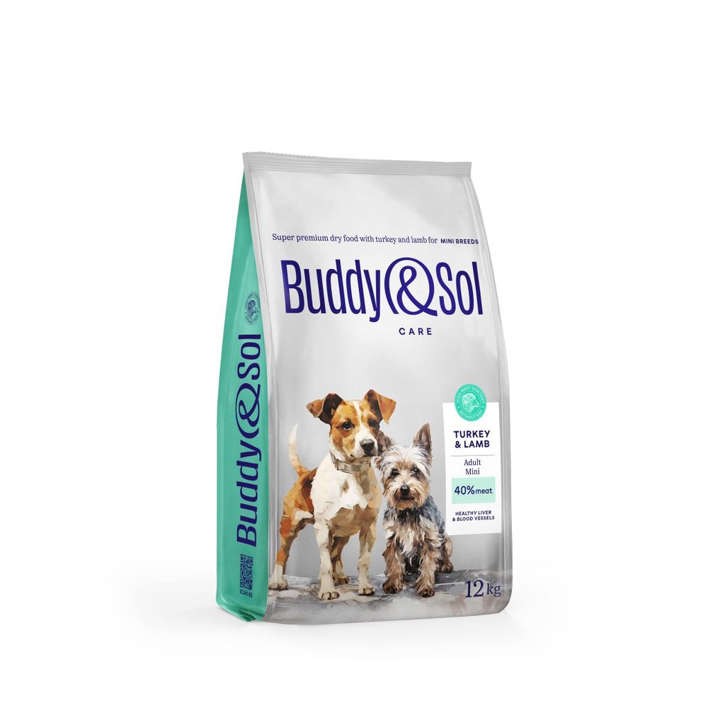 Сухой корм Buddy&amp;Sol CARE ADULT MINI с индейкой и ягненком для взрослых собак мелких пород 12 кг