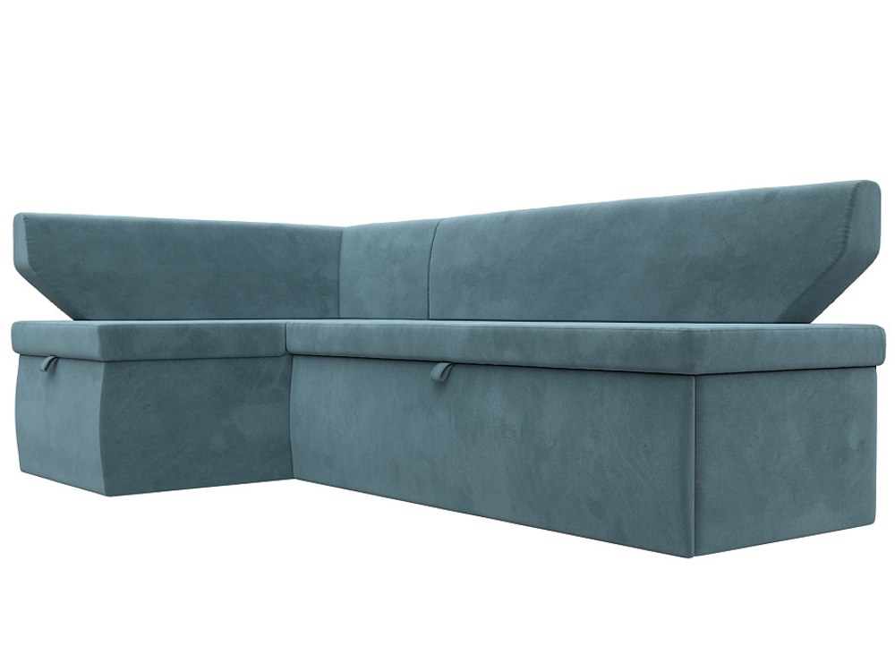 Диван кухонный угловой Омура левый угол, Бирюзовый, Велюр, 126105L
