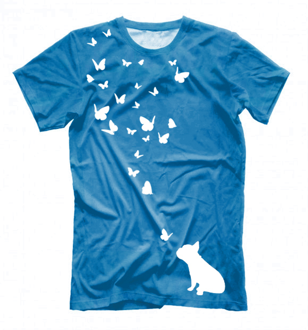 Футболка "Французский бульдог и бабочки"