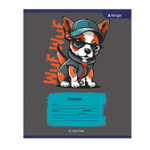 Тетрадь 12л., клетка, Alingar, скрепка, блок офсет, 100% белизна, мелованный картон (стандарт), "Wuf. Dogs"