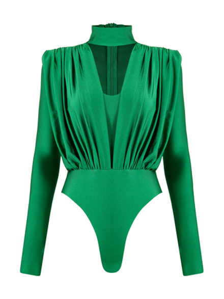 Боди с драпировкой из бифлекса