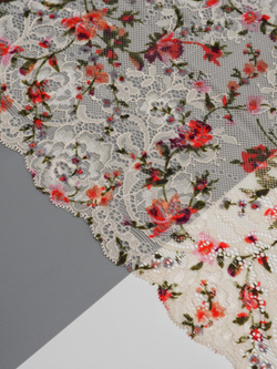 Эластичное кружево кремово-розовое с мультиколор ширина 22 см НОВОЕ