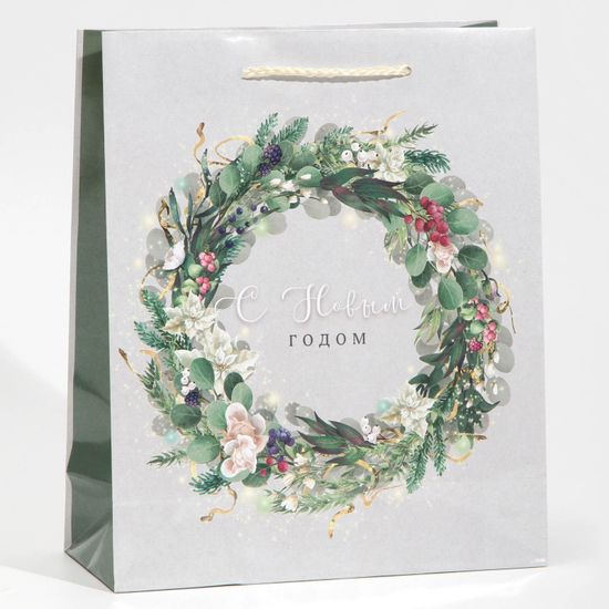 Пакет ламинированный вертикальный «Новогодний венок», ML 21 × 25 × 8 см 6765834