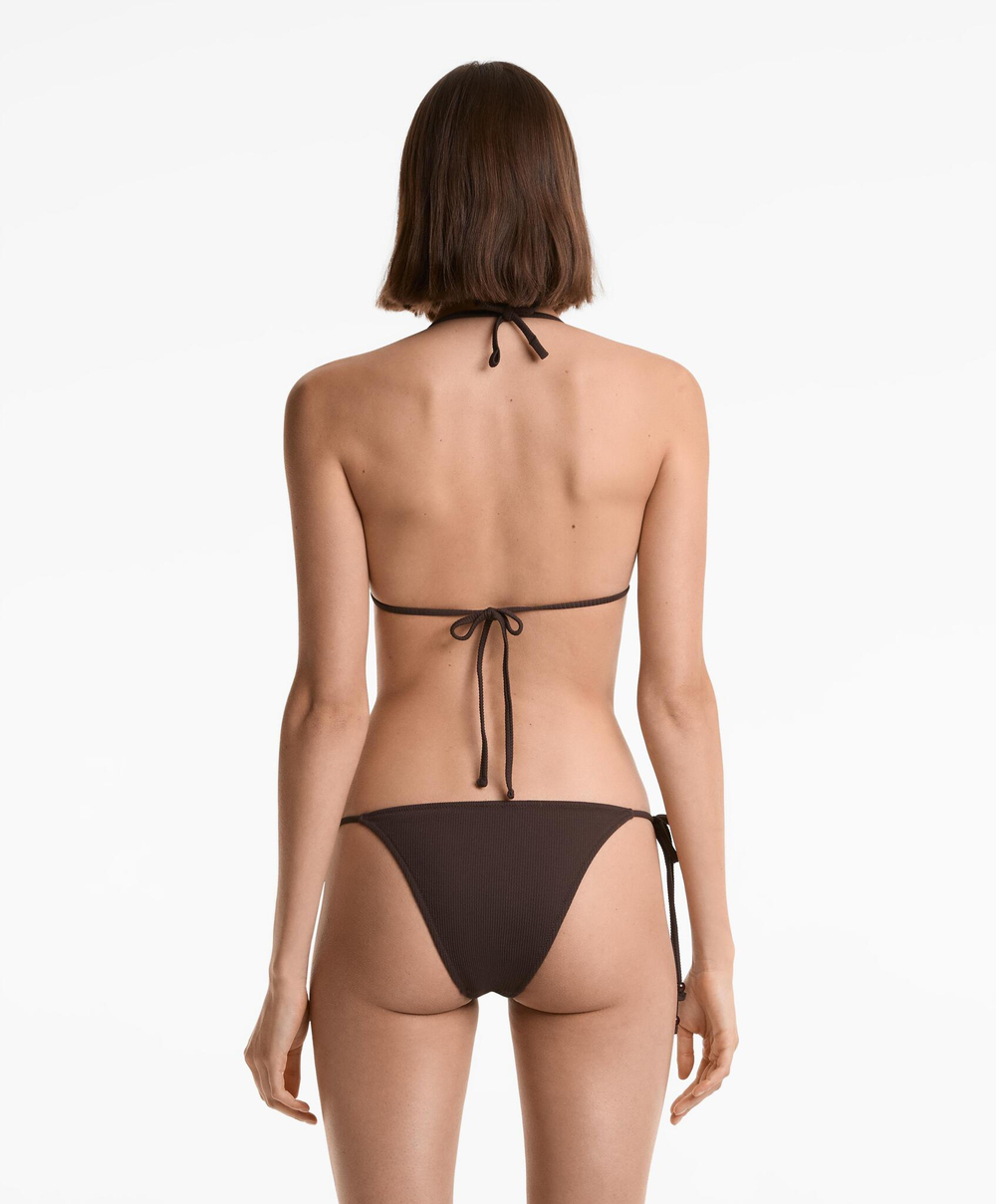 OYSHO Трусы-бикини средней посадки с завязками, шоколадный