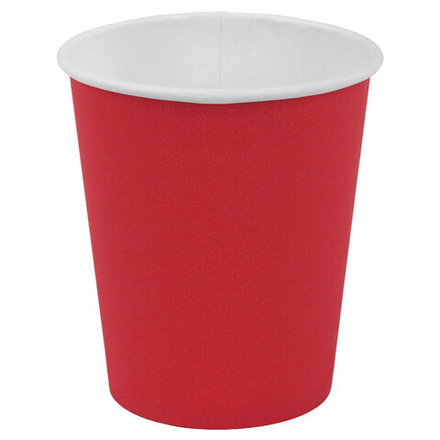 Стакан одноразовый бумажный 250/273 мл, D 80 мм, красный, КОМПЛЕКТ 1000 шт., холодное/горячее, WELDAY (ВЭЛДЭЙ), 702693