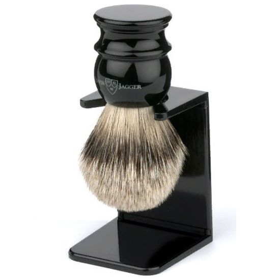 Помазок для бритья с подставкой Edwin Jagger, барсучий ворс, черная смола, 3EJ466LDS