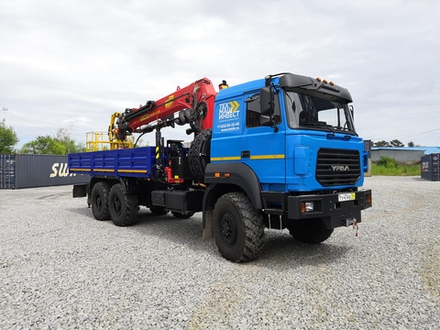 Бортовой автомобиль УРАЛ с КМУ ИТ-200 (бур, люлька)