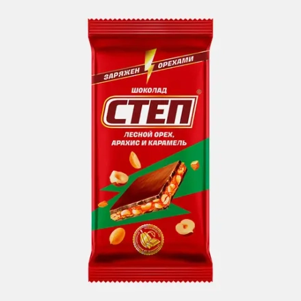 Шоколад Степ молочный с лесным орехом 80г