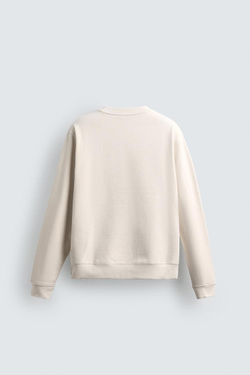 ZARA ТОЛСТОВКА КЛАССИЧЕСКОГО КРОЯ С ПРИНТОМ, ЖЕЛТОВАТО-БЕЛЫЙ