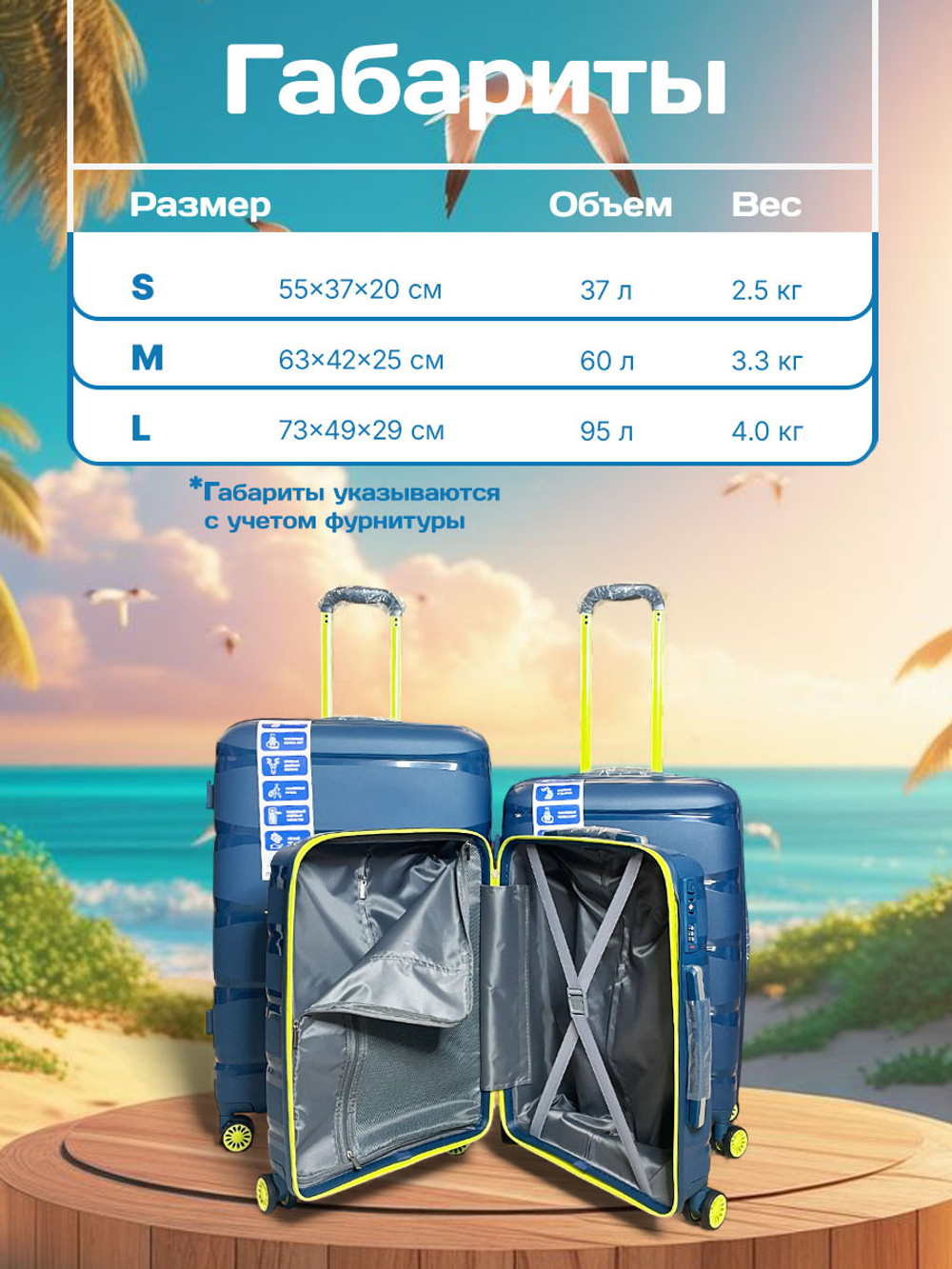 Ручная кладь Bon-Voyage PP Skycase#3, Темно-синий, S