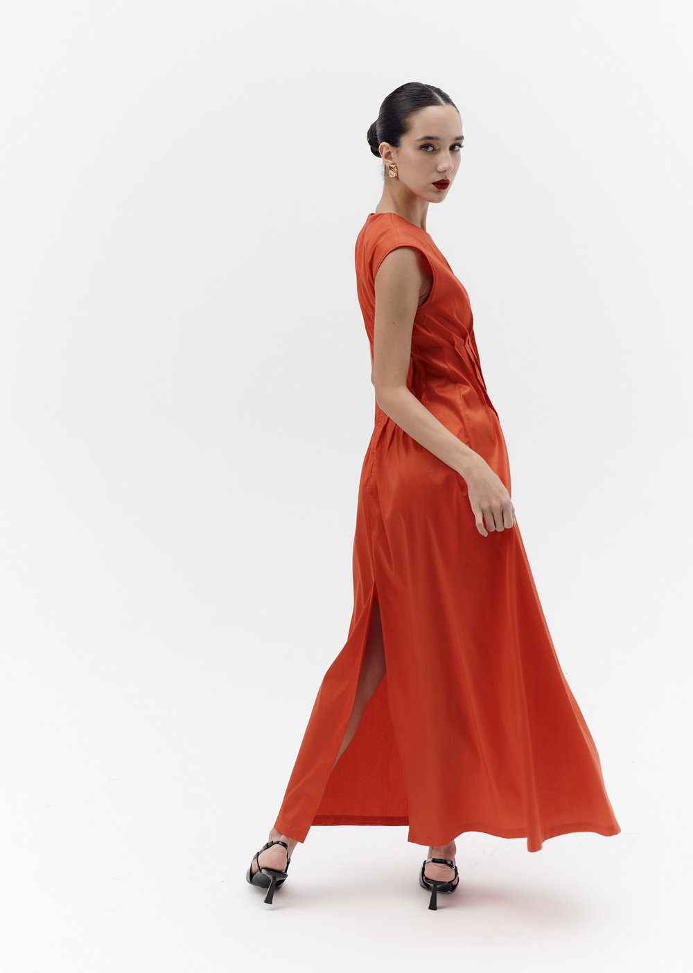 Платье с защипами, м. 2459 красный, р. XS