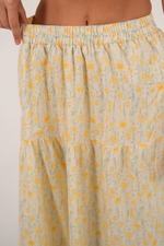 Юбка из хлопка ярусная в мелкий цветочек в макси длине