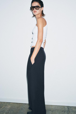 ZARA БРЮКИ WIDE-LEG С ЗАЩИПАМИ — ZW COLLECTION, МОРСКОЙ СИНИЙ