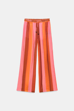 ZARA ШИРОКИЕ БРЮКИ В ПОЛОСКУ, РАЗНОЦВЕТНЫЙ