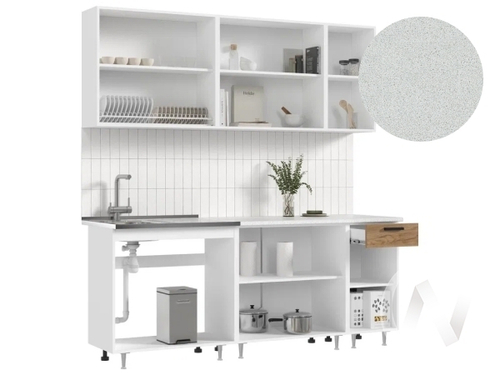 Кухня Рио NEW ЛДСП 2;0м (белый/дуб крафт/антарес)