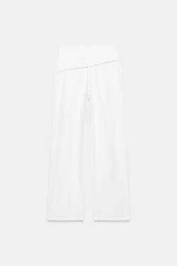 ZARA БРЮКИ С АСИММЕТРИЧНЫМ ПОЯСОМ, ЭКРЮ