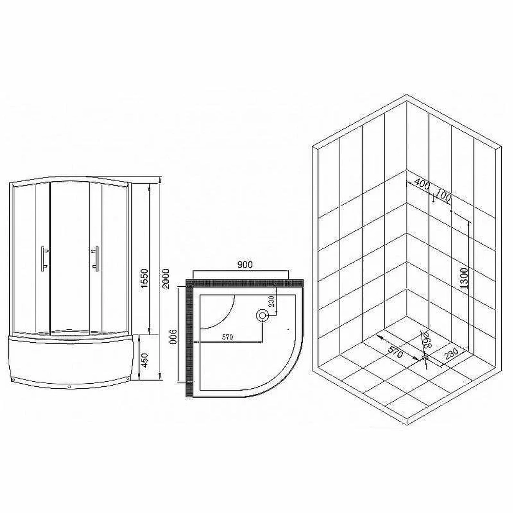 Душевой уголок Esbano ESR-8020 ESUGR8020 90x90 стекло рифленое, матовое/профиль хром