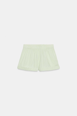 ZARA ШОРТЫ ИЗ ПОПЛИНА В ПОЛОСКУ, ЗЕЛЕНЫЙ/БЕЛЫЙ