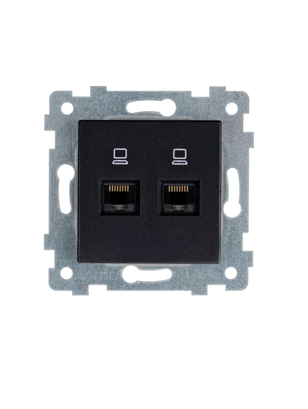 "Аксиома" Механизм розетки низковольтной ПК/ПК 2 гнезда скр.уст. РК2-466 антрацит