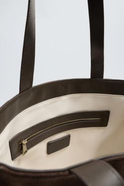 ZARA КОЖАНАЯ СУМКА-ШОПЕР LIMITED EDITION, КОРИЧНЕВЫЙ