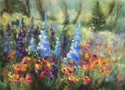 Набор для валяния (живопись цветной шерстью) Лесная поляна 21x29,7см (А4)