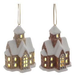 GAEM Фигурка декоративная подвесная "Домик" (подсветка, 2xLR44), L8 W5,5 H10,5 см, 2в.