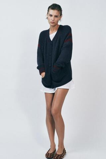 ZARA КОМБИНИРОВАННЫЙ КАРДИГАН, СИНИЙ