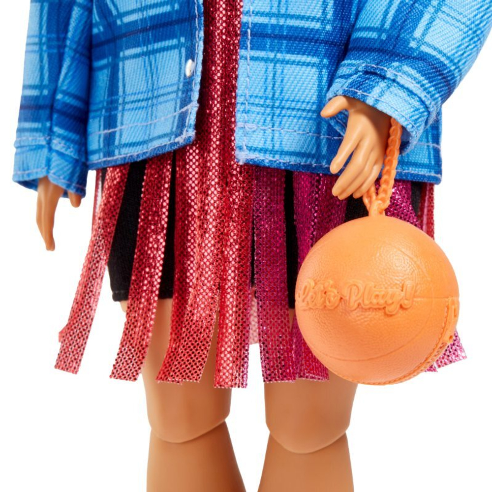 Barbie Extra - Мода для кукол и домашних животных + Аксессуары № 13 Спортивное платье Черно-розовые волосы HDJ46