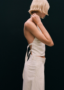 Бермуды из смесового льна в полоску