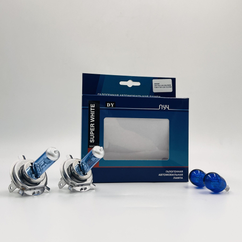 Лампа H4 Super White 12V 60/55W галогеновая 4500К белый свет комплект 2шт + 2 лампы 21/5W