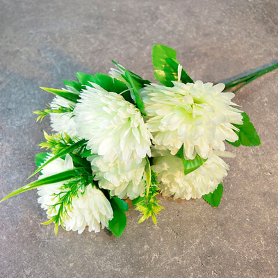 Цветы искусственные "Цветочная мелодия" Хризантемы 40см 7 цветков белые