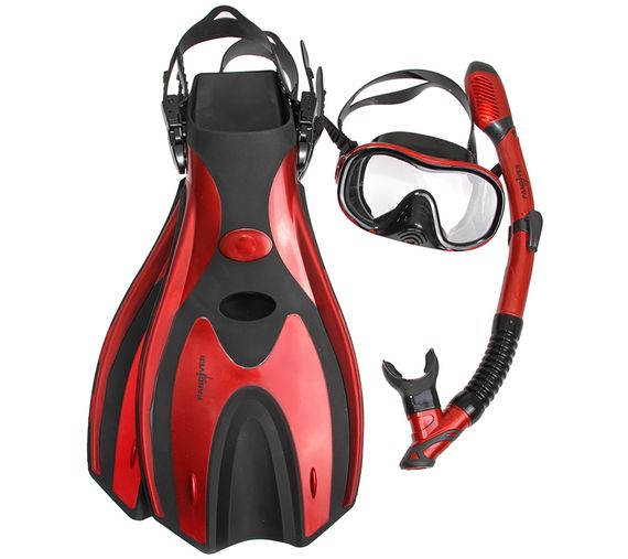 Комплект FanDiver FD-01K (маска+трубка+ласты) в сумочке черный/красный