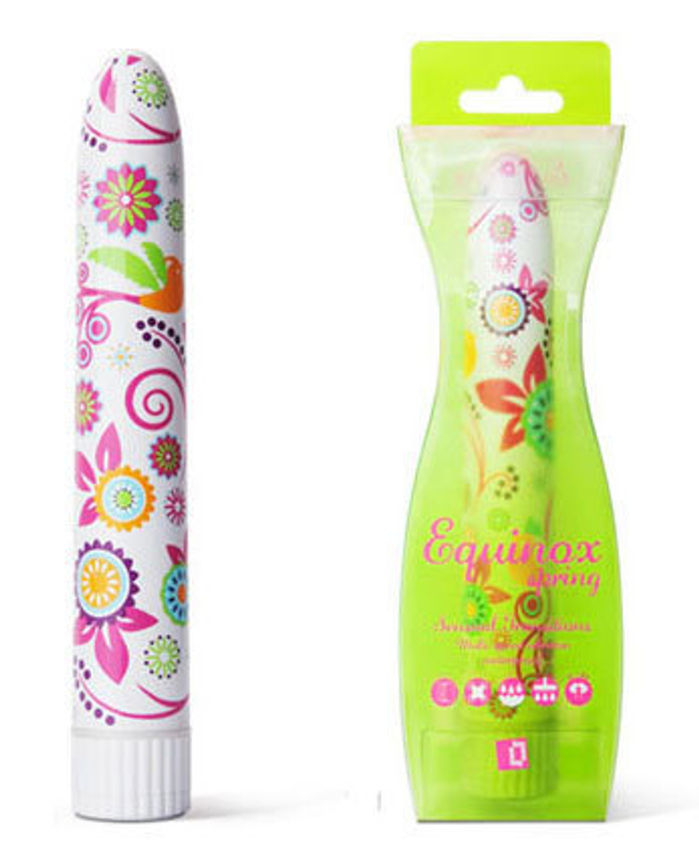 Нарядный вибромассажер с цветочным рисунком по всей длине,15.2 см