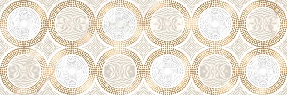 Декоративная плитка ALMA Ceramica DWU93UMB14R Umberto 30x90 бежевая глянцевая с орнаментом