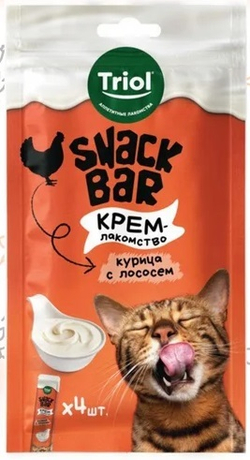 Triol, Лакомства для кошек, Крем из курицы с лососем, 40 гр.