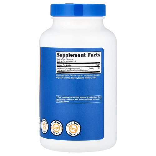 Nutricost, Комплекс магния, 500 мг, 240 капсул