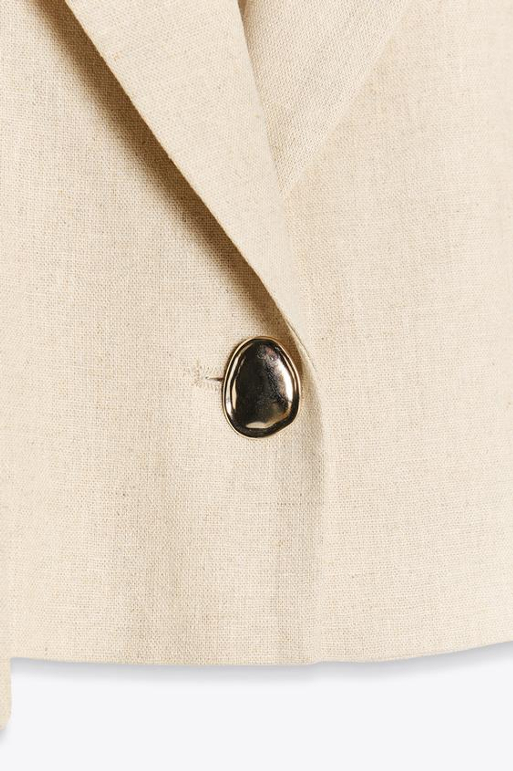 ZARA УКОРОЧЕННЫЙ ЖИЛЕТ ИЗ СМЕСОВОГО ЛЬНА, СВЕТЛО-БЕЖЕВЫЙ