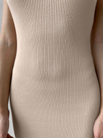 Платье-двойка JN 6038 с V-образным вырезом без рукавов и удлиненным кардиганом в комплекте молочный