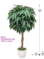 Искусственное дерево Фикус Лонгифолия шар 120см в кашпо