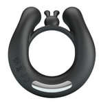 Черное эрекционное кольцо Dahlia с 2 стимулирующими щеточками