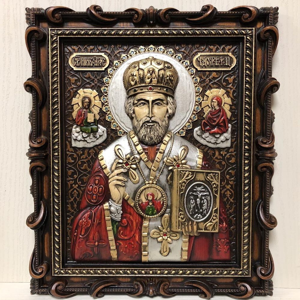 Икона Св. Георгий Победоносец (Палех) в киоте