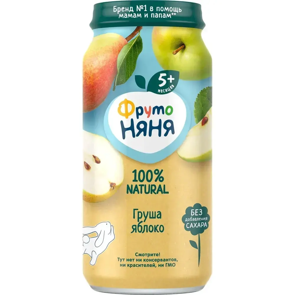 Пюре фруктовое ФрутоНяня с 5 месяцев, яблоко и груша, 250 г