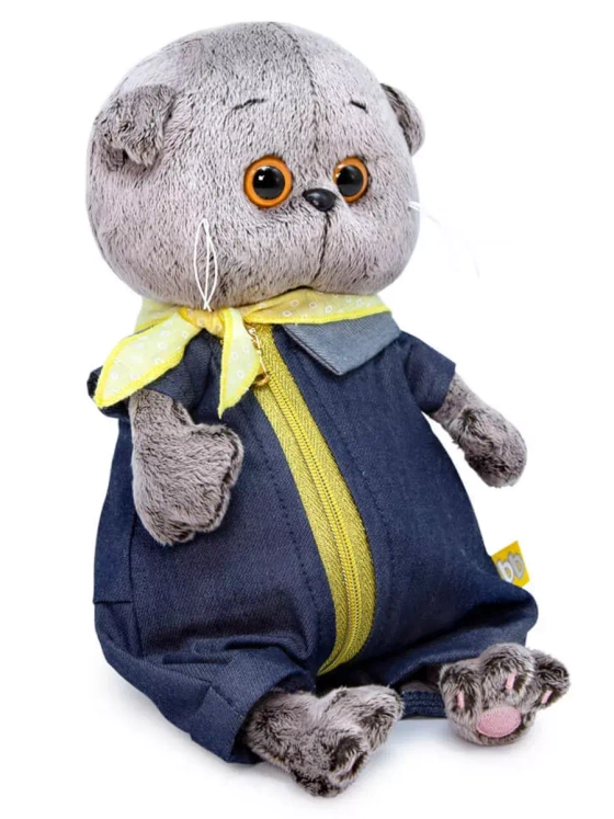 Кот Басик Беби в джинсовом комбинезоне 20 см BB-079