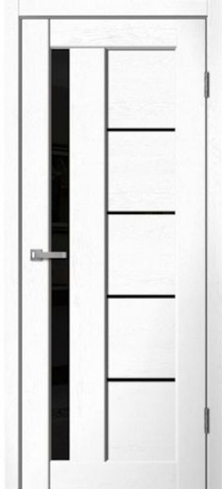 Дверь межкомнатная ST 03 (сноу софт), остекление лакобель черное