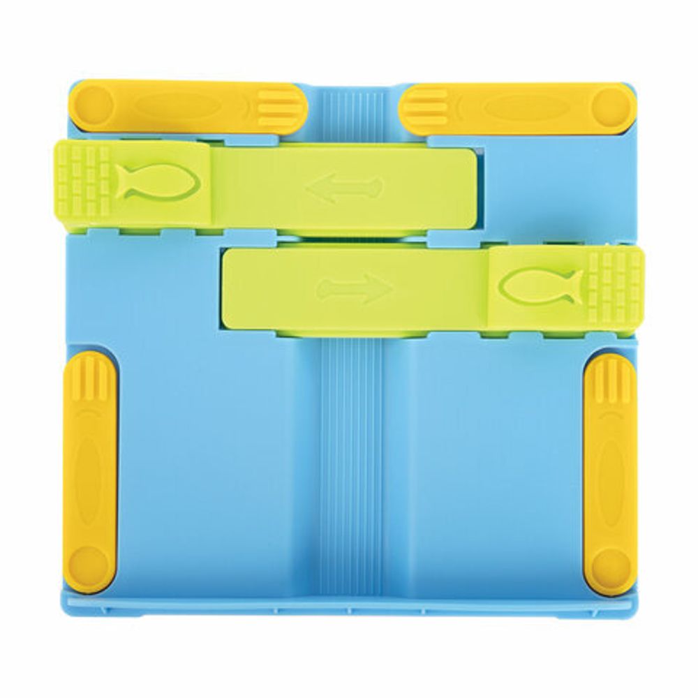 Подставка для книг ЮНЛАНДИЯ, с боковыми зажимами, регулируемый наклон, пластик, голубая, 237899