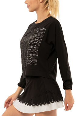 Женская теннисная футболка с длинным рукавом Lucky in Love Laser Infinite Love L/S Women - black