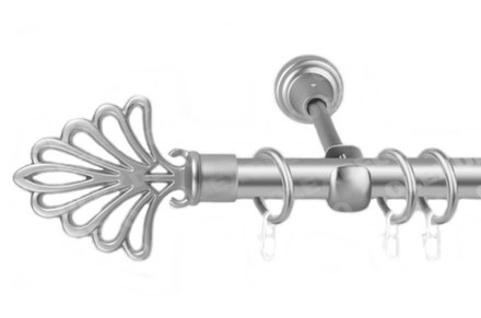 Карниз кованый для штор Веер d16 мм однорядный, цвет хром матовый