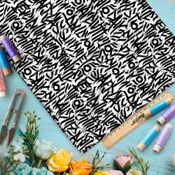 Ткань премиум дюспо черно-белая абстракция